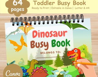 Printable Dinosaur Busy Book, Digital Toddler Activity Binder, Preschool Quiet Book, Busy Book for Toddlers, Preschool Printable Activities