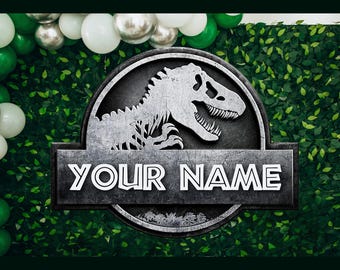 Aangepast Jurassic Park-logo: gepersonaliseerd verjaardagsontwerp dinosaurus (digitale png-download)