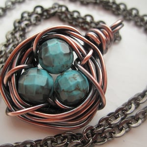 Turquoise Bird Nest Necklace
