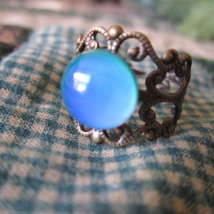 Anillo de humor de latón antiguo ajustable pequeño redondo