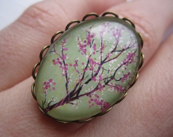 Spring Cherry Blossom Adjustable Ring