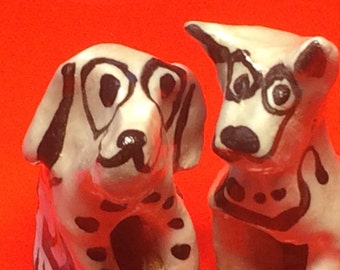 Dean the Dog and Jerry the Puppy;  MiniPet Art CollectableS & gift box  (Pair)
