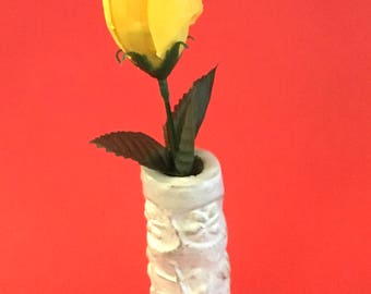 White butterfly stamped  mini bud vase - a new item, not yet in galleries - at a special price