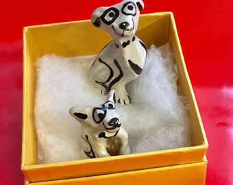 Batman the Dog and Robin the Puppy;  MiniPet Art CollectableS & gift box  (Pair)