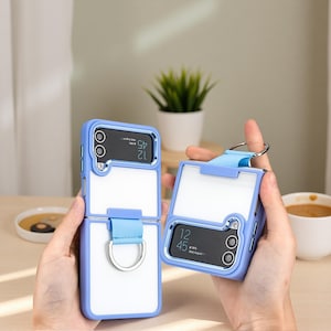 Custodia ad anello trasparente per Samsung Galaxy Z Flip 4 3 – Cover posteriore rigida pieghevole antiurto con anello di presa, guscio protettivo trasparente