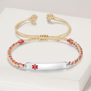 Braided Medical ID Bracelet: Adjustable Stainless Steel, Personalized