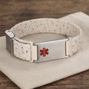 Custom Medical ID Bracelet: Stainless Steel, Adjustable Elastic Band