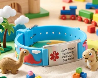 Personligt medicinskt ID-armband för barn: vattentät allergi-, diabetes- och autismvarningsbricka