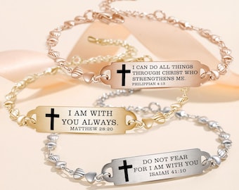 Personalized Bible Verse Bracelet: Stainless Steel Christian Jewelry for women