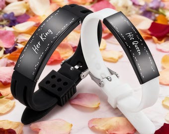 Personalisierte paar Armbänder mit Name & Datum - Passende Armbänder für Paare, Liebhaber, Schmuck mit individuellem Angebot, Geschenk zum Jahrestag