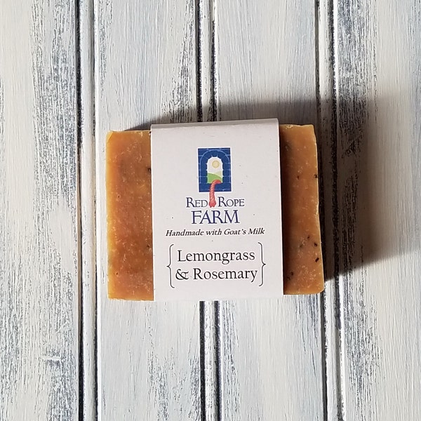 Sample of Lemongrass and Rosemary Goat's Milk Soap, Cold Process, Extra-Moisturizing, 1 bar