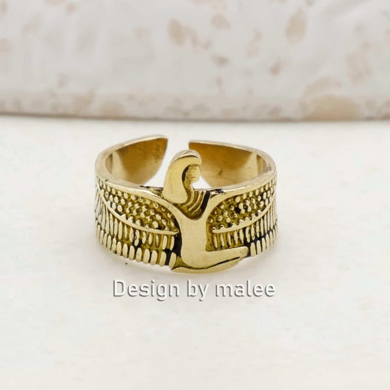 Anillo de halcón egipcio, anillo ajustable de halcón Horus, anillo