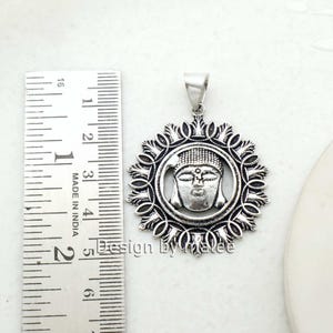 Buddha Pendant Necklace, Silver Plated Buddhist Amulet, Spiritual Meditation Jewelry, Sacred Buddha Head Pendant, Yoga Gift