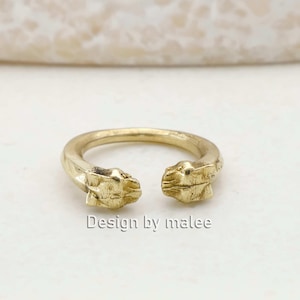 Gold Panther Ring, Adjustable Big Cat Ring, Wild Animal Jewelry, Minimalist Statement Ring, Fierce Jungle Cat Ring, Handmade Gold Ring