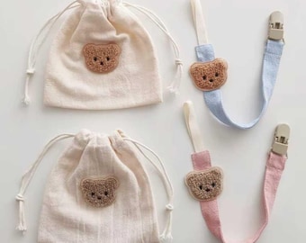 Ciuccio a forma di orsetto: accessorio per neonati in morbido cotone anti-caduta