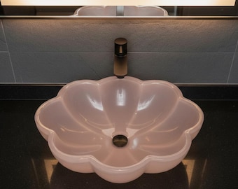 Handcrafted Pink Marble Flower Basin | Luxury Stone Sink