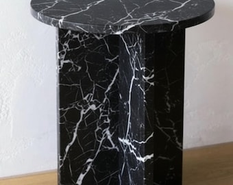 Black and White Marble Side Table | Modern Accent Table