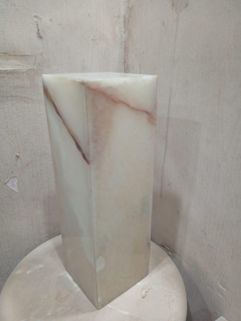 Lámpara de mesa cúbica de mármol ónix / Lámpara de mesa de piedra hecha a mano imagen 13