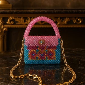 Handgefertigte Perle Perlen Handtasche – Elegante Abend Geldbörse | Kleine Perlen Perlen Geldbörse – Handtasche | Vintage-inspirierte Perle Perlen Clutch