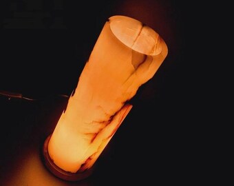 Lámpara de ónix hecha a mano: luz nocturna de mármol natural con regulador de intensidad.