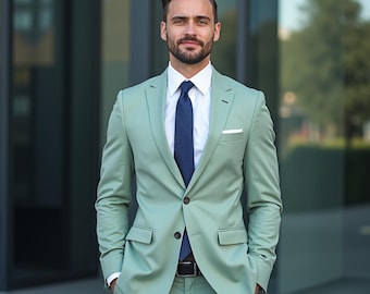 Men's Pastel Green Suit: Custom Tailored Wedding & Formal Wear