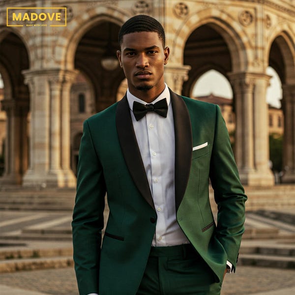 Esmoquin verde bosque para hombre: traje de boda a medida