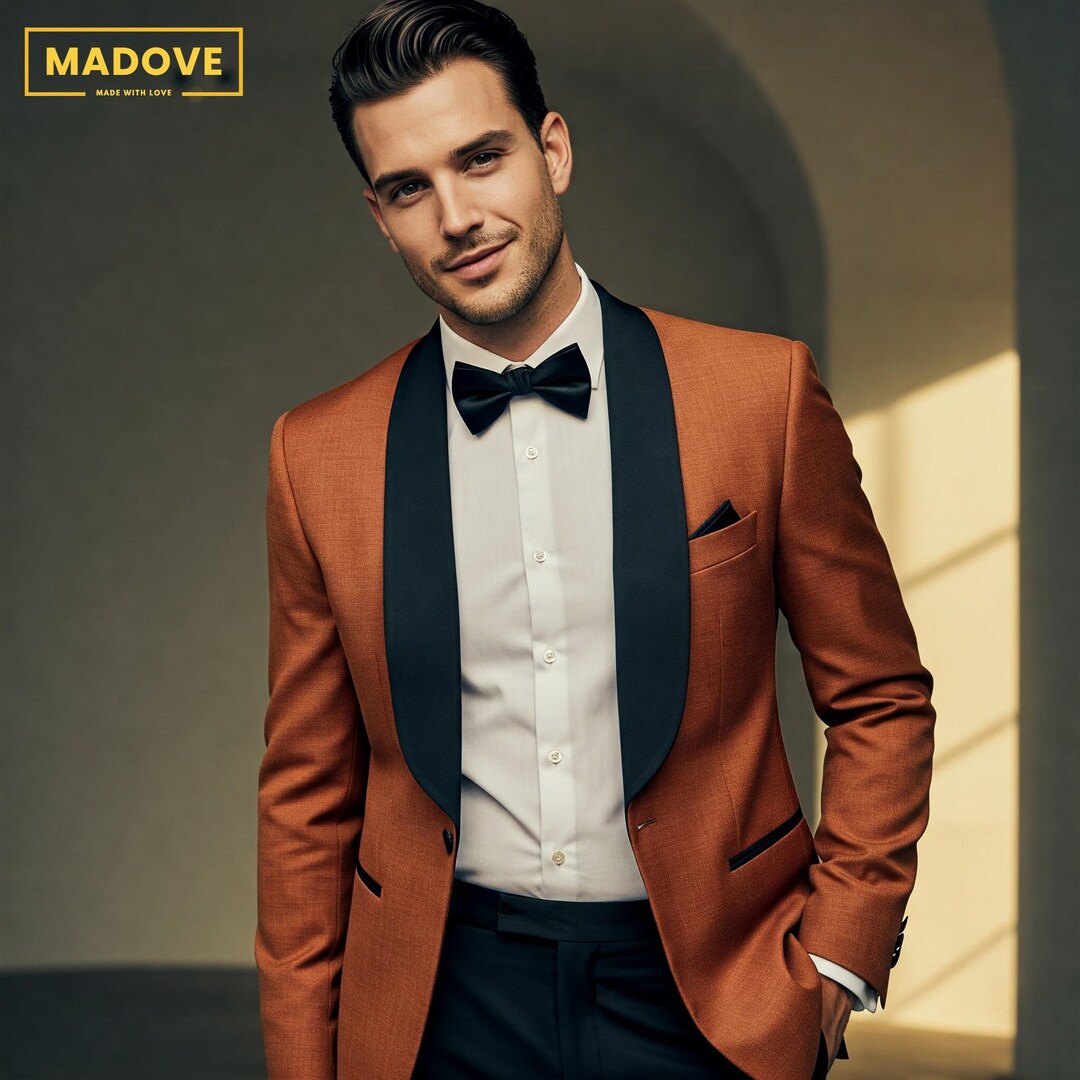 Men s Burnt Orange Tuxedo Suit Custom Tailored Wedding Formal Wear men-s-burnt-orange-tuxedo-suit-custom-tailored-wedding-formal-wear