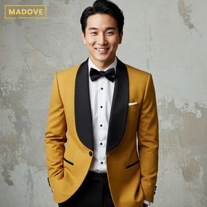 Men’s Mustard Yellow Tuxedo 2-Piece Suit | Custom-Tailored Wedding & Formal Wear | Perfect for Grooms | Elegant Gift for Him
