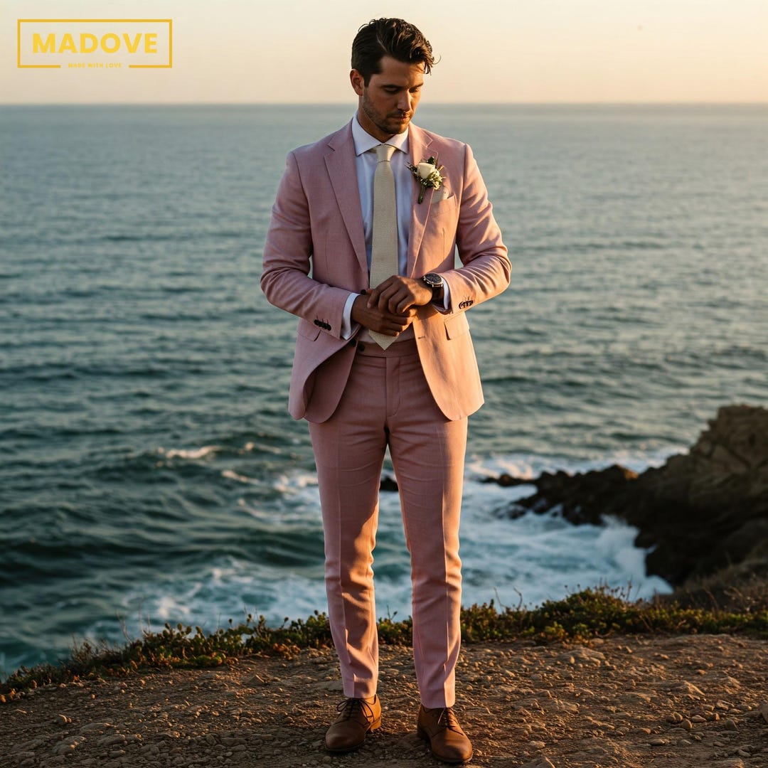 MUP3 Beautiful Men'S 2 Button Light Pink Fashion Dress With Nice Cut Smooth Soft Fabric main image 1