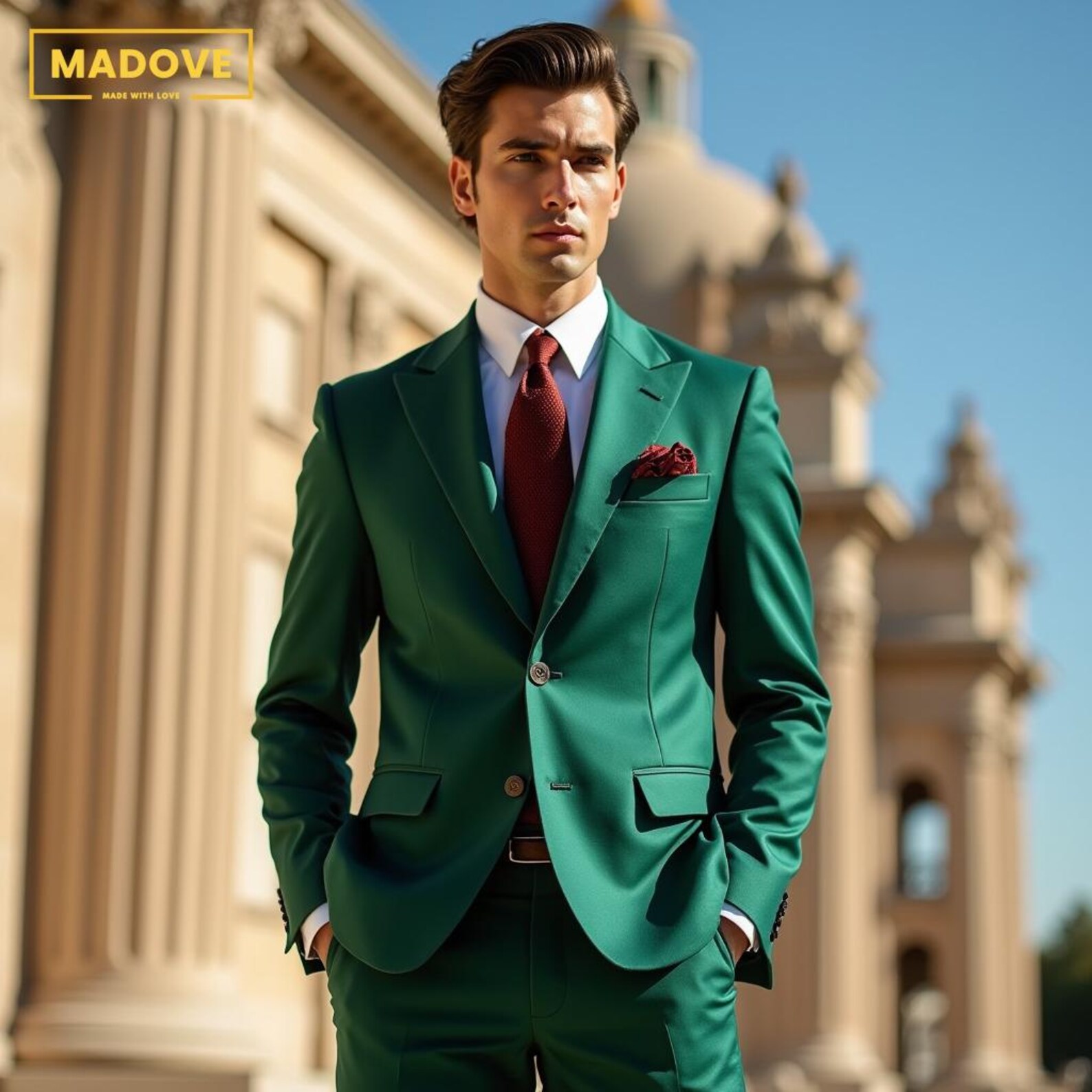 Elegant 2-Piece Bespoke Party Prom Suit for Guys - Lime Green main image 1