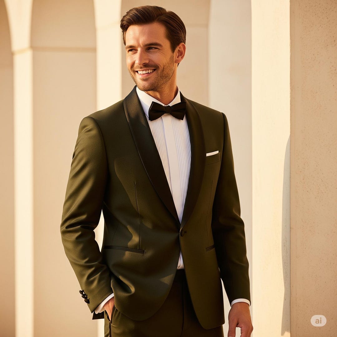 Men’s Olive Green Tuxedo 2-piece Suit | Custom-tailored Wedding ...