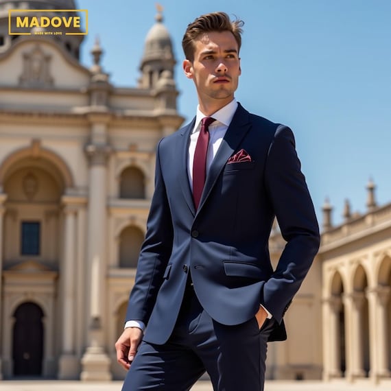 Men's Midnight Blue Suit: Custom Tailored 2-Piece Formal Wear