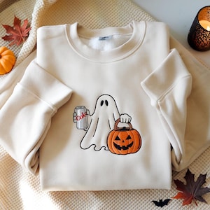 EMBROIDERED Halloween Diet Coke Ghost Sweatshirt, Diet Coke Ghost Sweater, Halloween Ghost Shirt, Diet Coke Shirt, Spooky Season Shirt