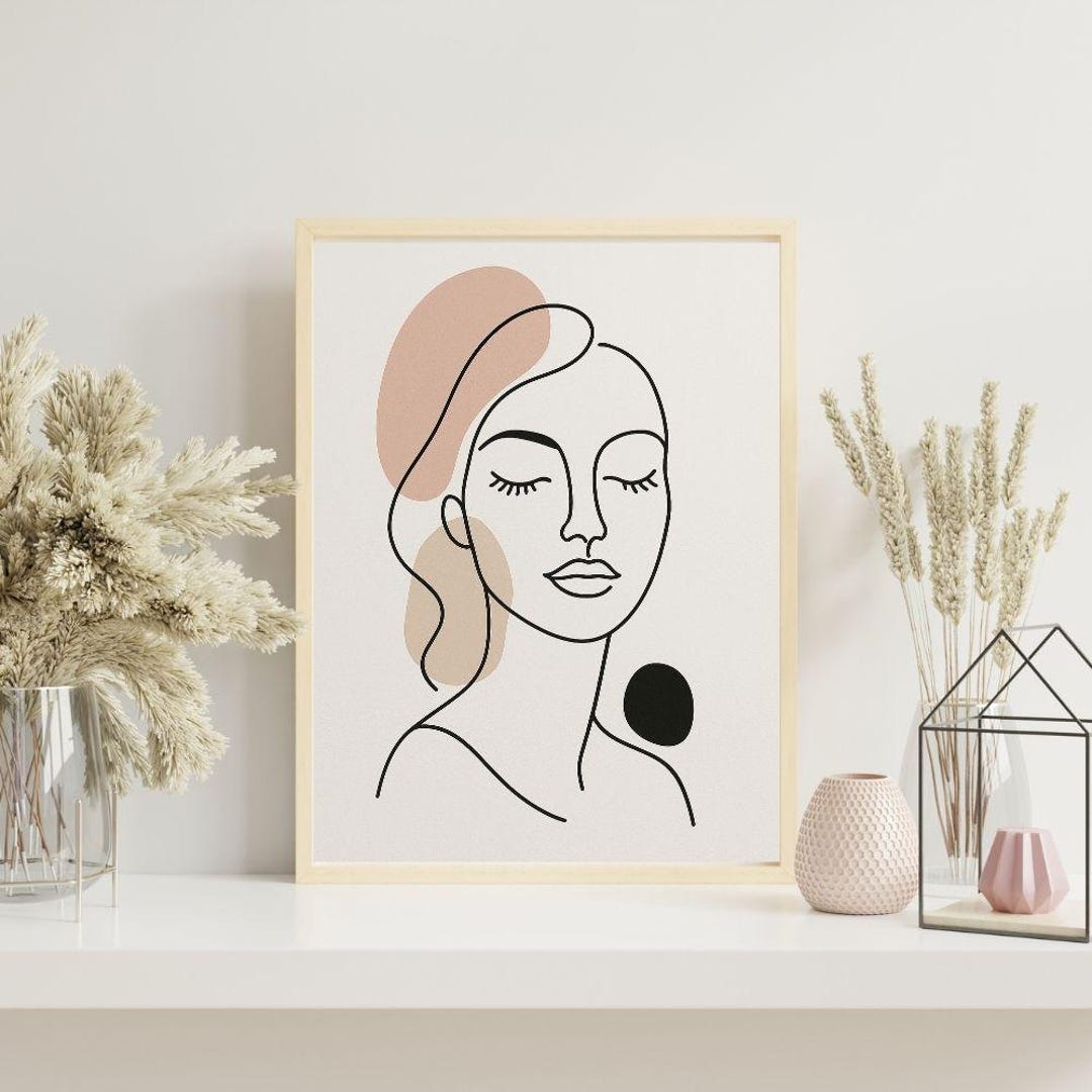 Minimalist Woman Line Art | Digital Download | Abstract Female Portrait ...