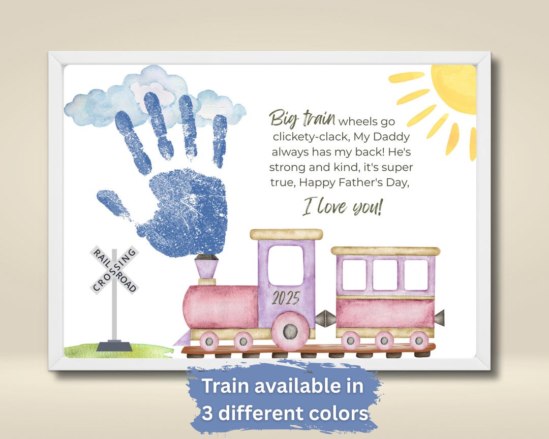 Train Father's Day Handprint Craft, Baby, Toddler Gift for Dad, Gift ...