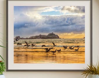 Elizabeth Castle Sunset Print: Jersey Coastal Photography, Channel Islands Art