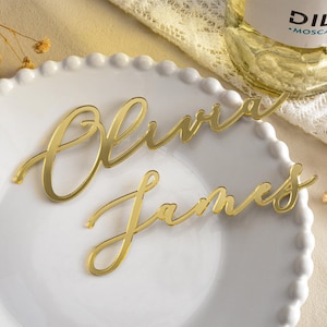 Personalized Name Place Cards, Luxury Wedding Place Cards, Gold Mirror Place Cards, Laser Cut Names, Wedding Decor, Place settings