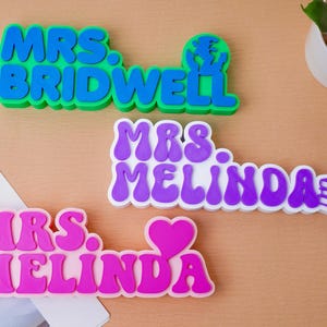 Personalized Teacher Name Plate, Custom Teacher Name Sign, Retro Name Sign, Desk Name Plate, Desk Name Sign, Gift for Teacher