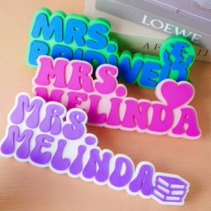 Personalized Teacher Name Plate, Custom Teacher Name Sign, Retro Name Sign, Desk Name Plate, Desk Name Sign, Gift for Teacher
