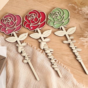 Personalized Wooden Eternal Flower, Wooden Rose Flowers, Gift for Mom, Nanny, Godmother, Grandma, Teacher, Gifts for Her, Anniversary Gift