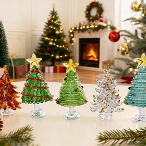 Albero Di Natale In Vetro Colorato – Decorazione Da Tavolo Per Camino, Soggiorno E Ufficio