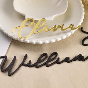 Personalized Name Place Cards, Luxury Wedding Place Cards, Gold Mirror Place Cards, Laser Cut Names, Wedding Decor, Place settings
