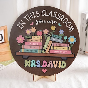 Custom Teacher 3D Door Hanger, Back to School Gift, In this Classroom You Are, Teacher Welcome Sign, Teacher Name Door Sign, Classroom Decor