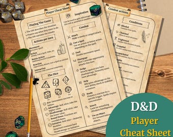 DnD 5e 初心者向けチートシート – 新規プレイヤー向けクイックリファレンスガイド (PDF、ダンジョンズ＆ドラゴンズ第5版対応)