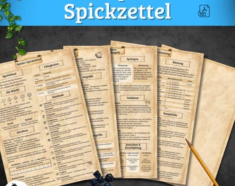 DnD 5e Spickzettel | 5-Seiten für Spieler und Spielleiter (PDF)
