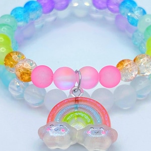 Rainbow Cloud Charm Bracelet: Pastel Kawaii Beaded Jewelry DOPAMINE JEWELRY