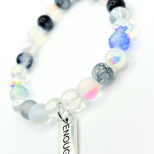 Pulseira ENOUGH – Pulseira preta e branca para confiança e autoestima | Joias com palavras inspiradoras | Dope Jewelry Co.