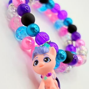 Peach Pony Beaded Bracelet Set: Pastel & Neon Kawaii Jewelry
