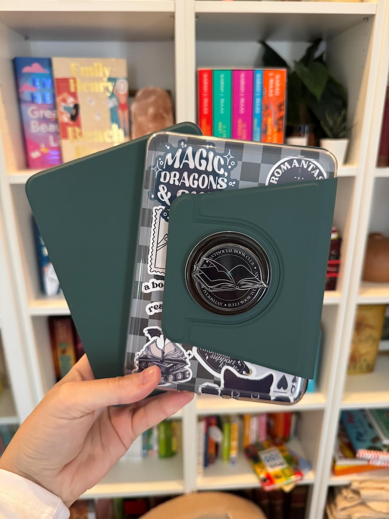 Forest Green Magnetic Kindle Case: Detachable Flip Cover + 2 Free Inserts