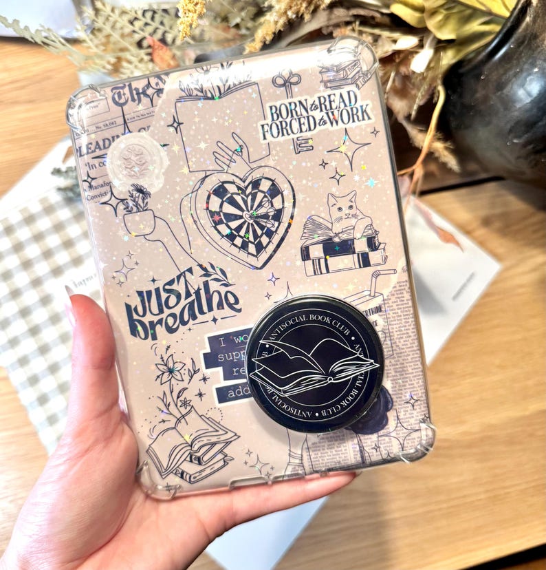 Anti-social book club Kindle MagSafe Grip – Bookish Magnetic Phone Kobo Grip | Adhesive Magsafe Ring Included | Kindle Accessories